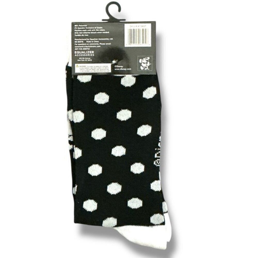 Disney Minnie Mickey Mouse Crew Socks Polka Dot Black White Crew Unisex Mens OS - Picture 3 of 16